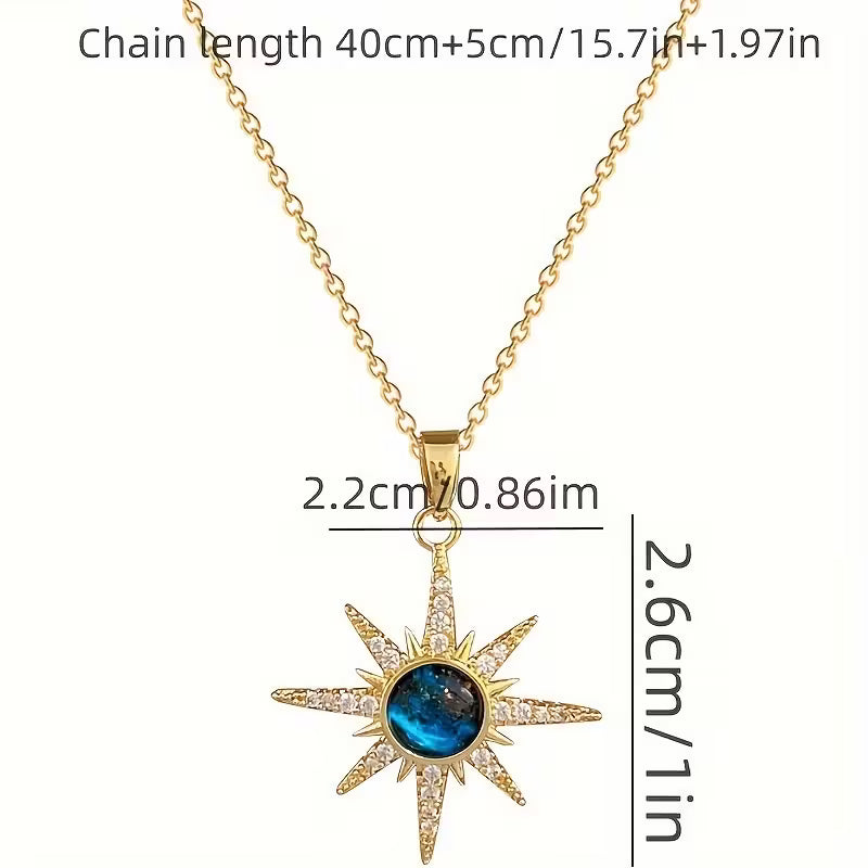 Celestial Evil Eye Star Pendant Necklace – 18K Gold Plated Protection Charm