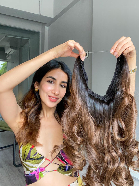 Premium Halo Hair with side Patches Sewn In |