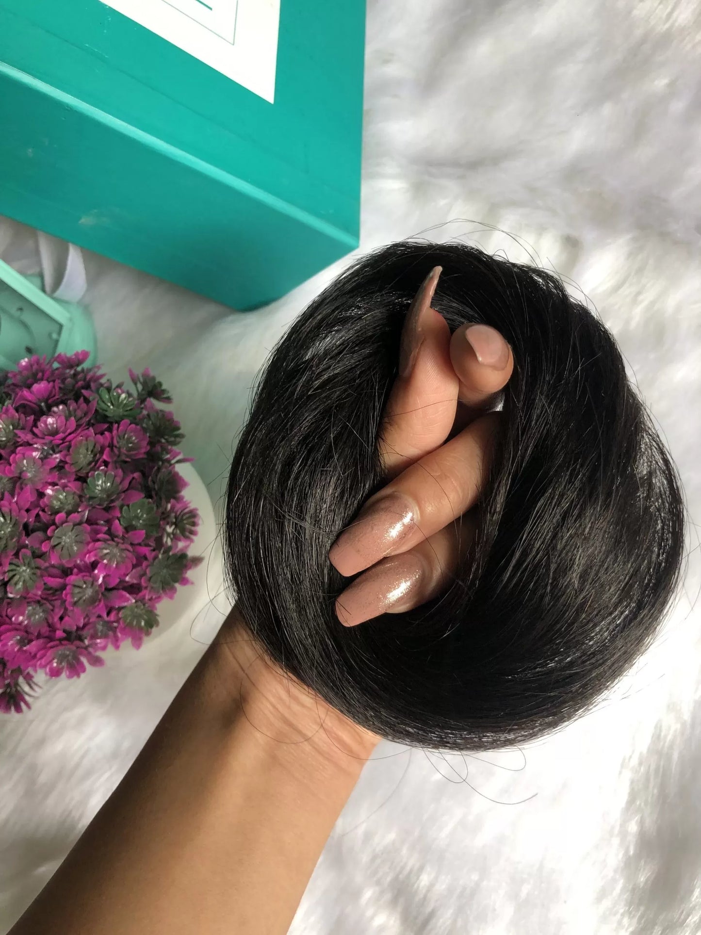 Human Hair Donut Scrunchie Black |