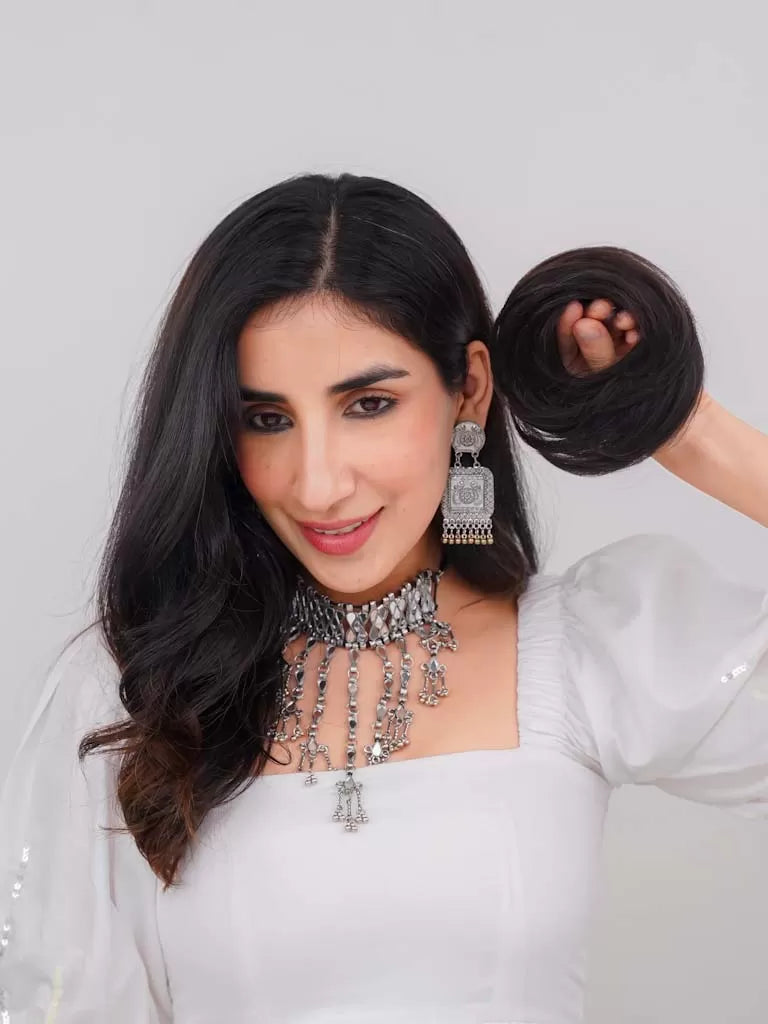 Human Hair Donut Scrunchie Black |