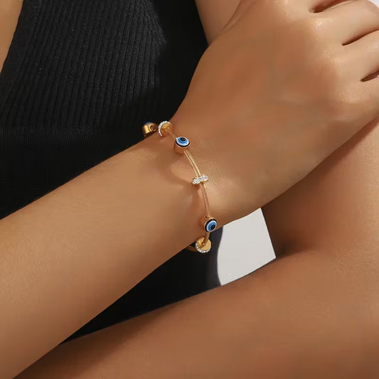 Luxe Guardian Evil Eye Bracelet – 18K Gold Plated Protection Charm