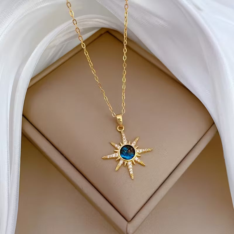 Celestial Evil Eye Star Pendant Necklace – 18K Gold Plated Protection Charm