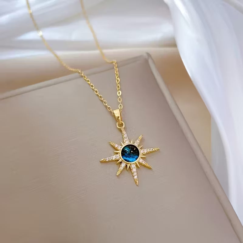 Celestial Evil Eye Star Pendant Necklace – 18K Gold Plated Protection Charm