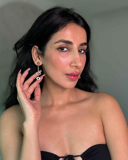 Evil Eye Rose Gold Dangling Earring | Evil Eye Jewel