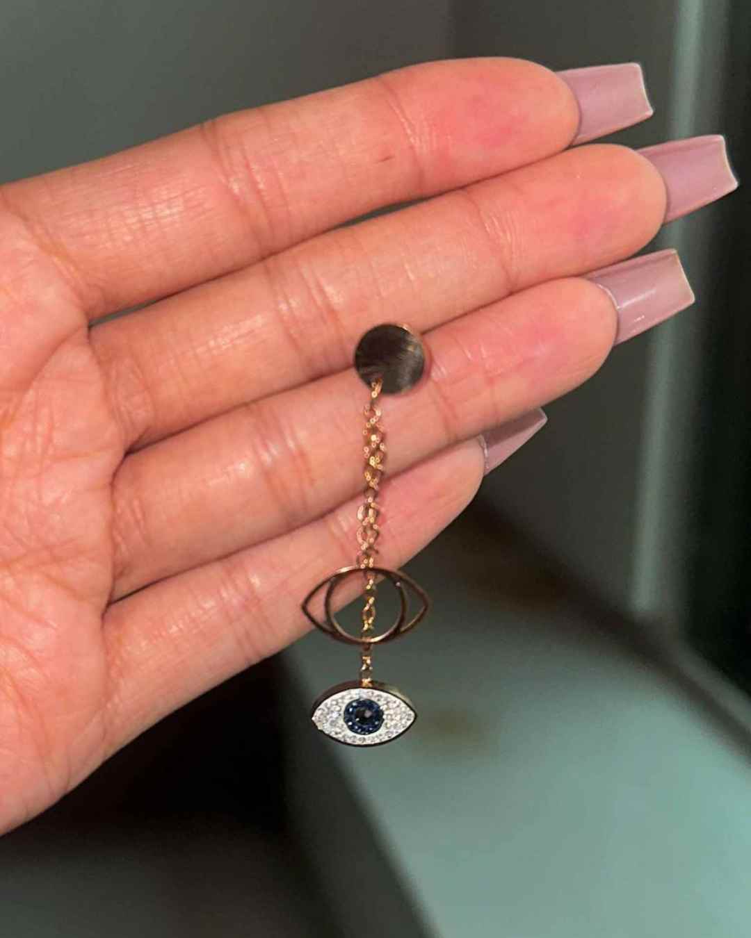 Evil Eye Rose Gold Dangling Earring | Evil Eye Jewel