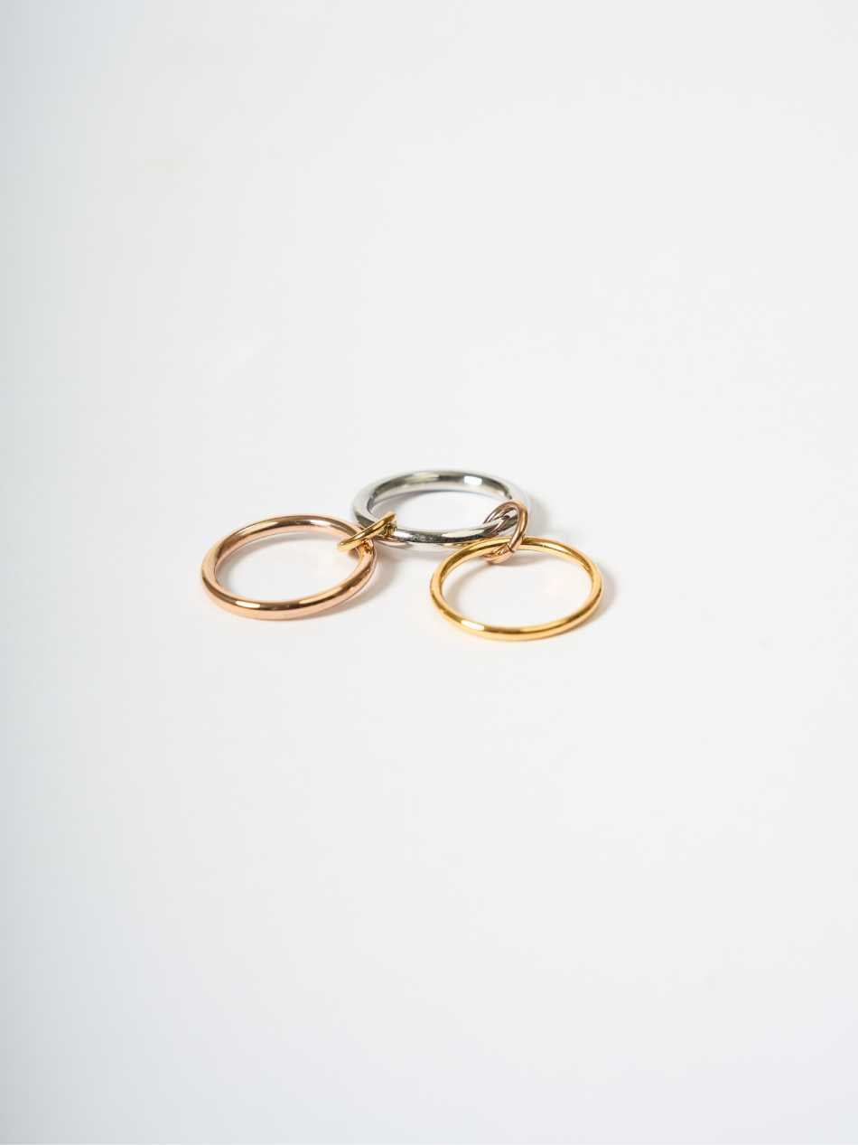 Three Tone Triple Loop Ring | Evil Eye Jewel
