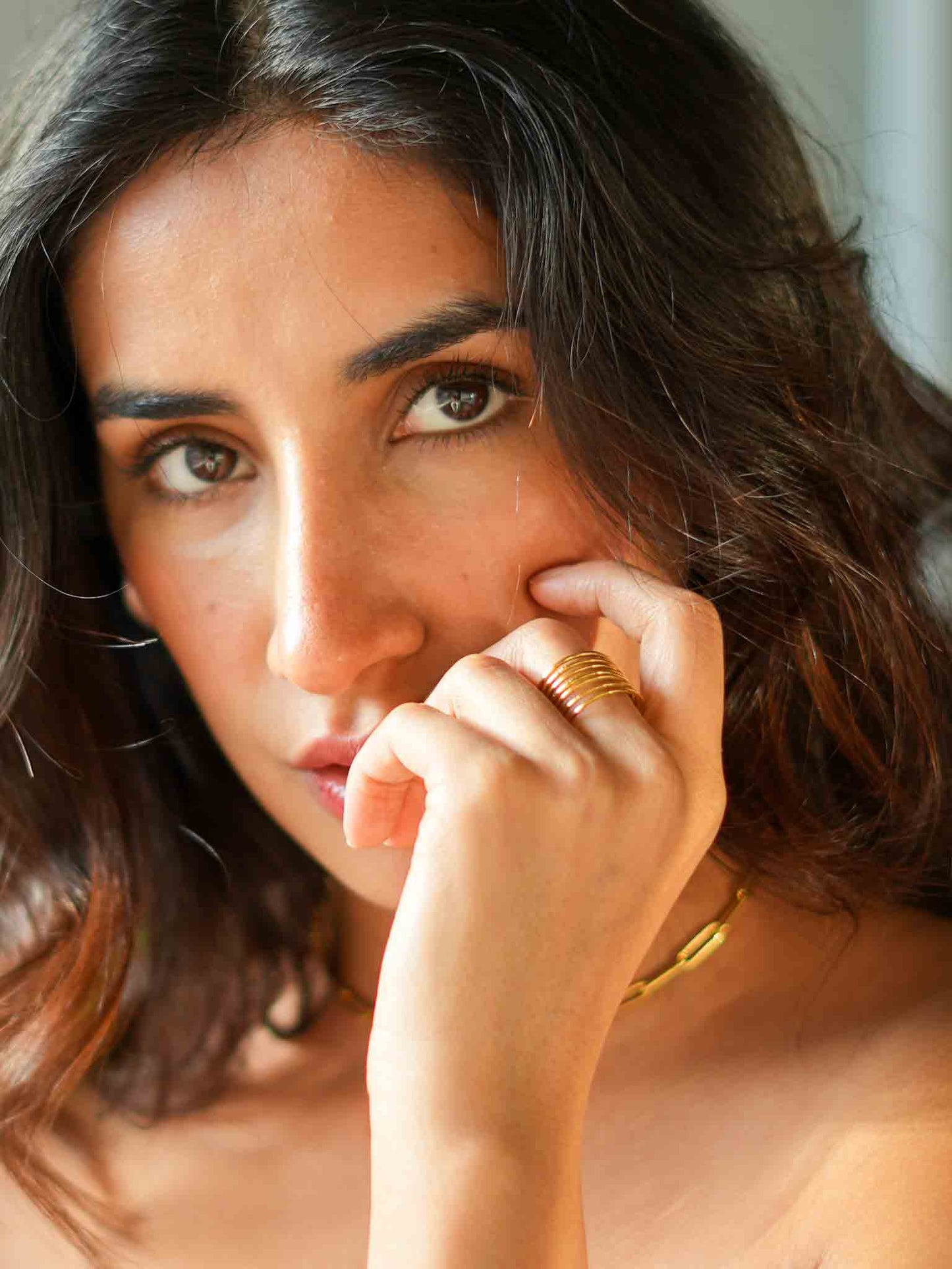 Cross Caged adjustable ring | Evil Eye Jewel