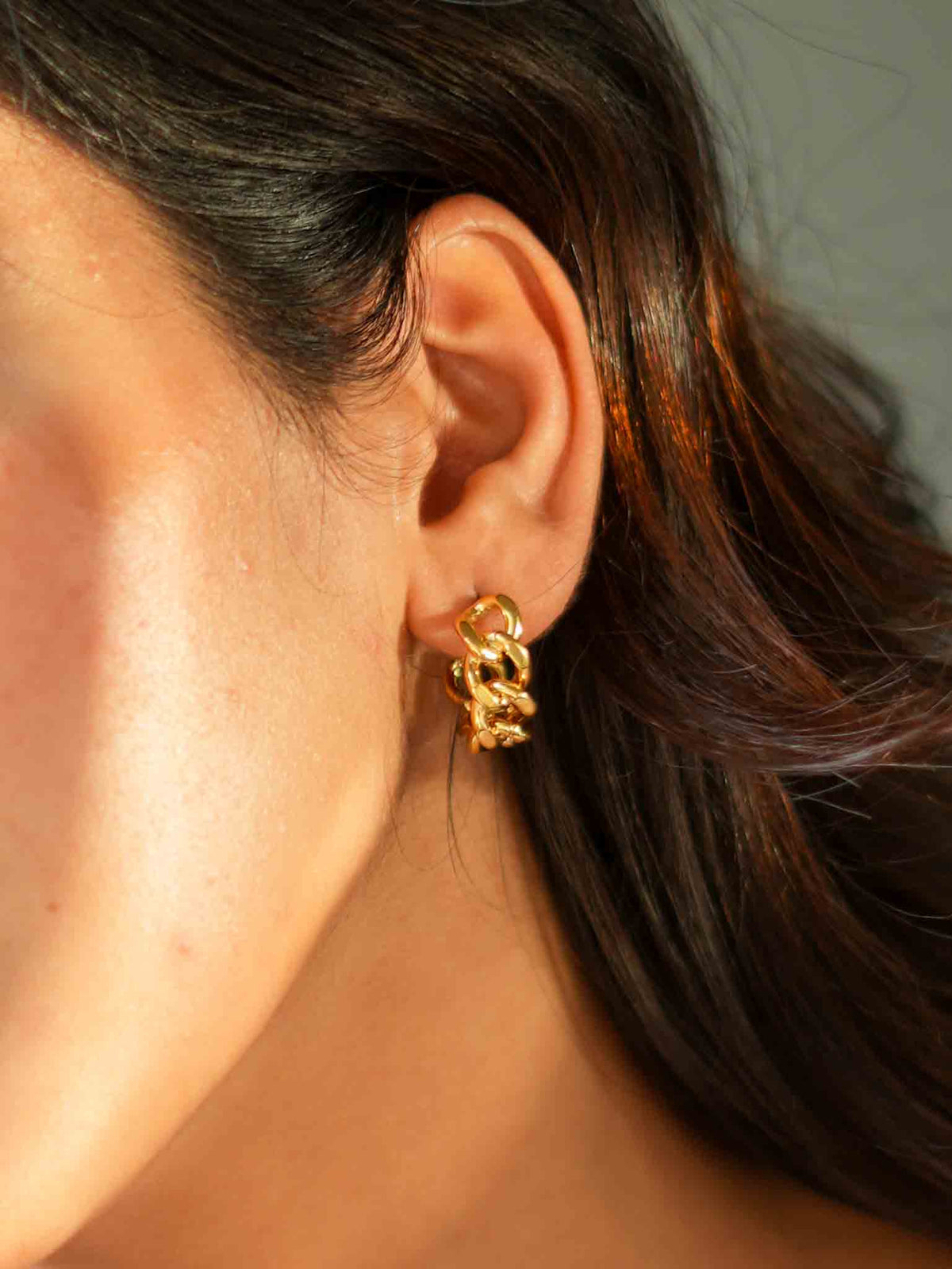 Cuban Link Half Hoop Earrings | Evil Eye Jewel