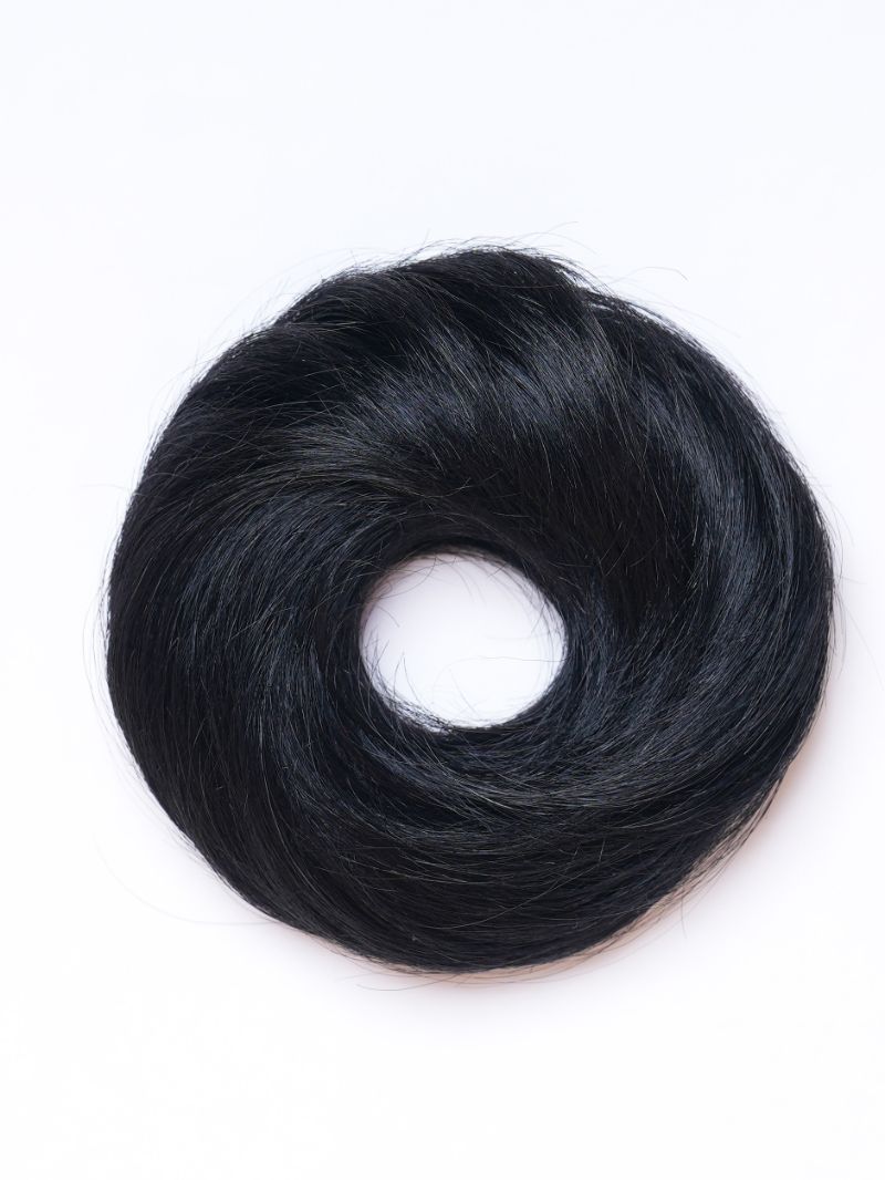 Human Hair Donut Scrunchie Black |