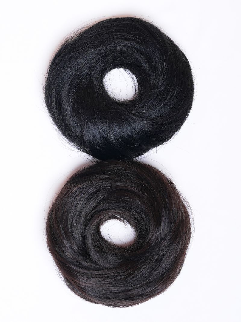 Human Hair Donut Scrunchie Black |