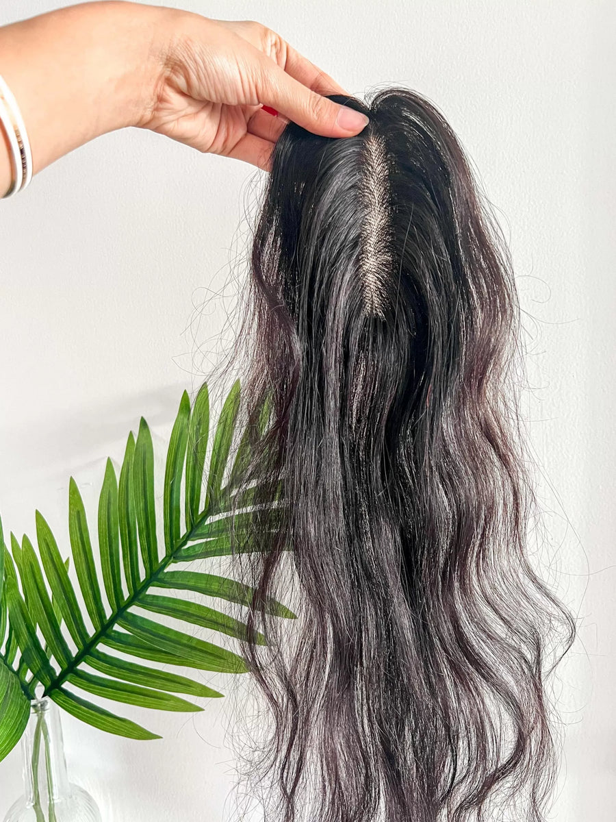 Natural Wavy Scalp Line Hair Topper – 1.5 × 5inch – Silk Base