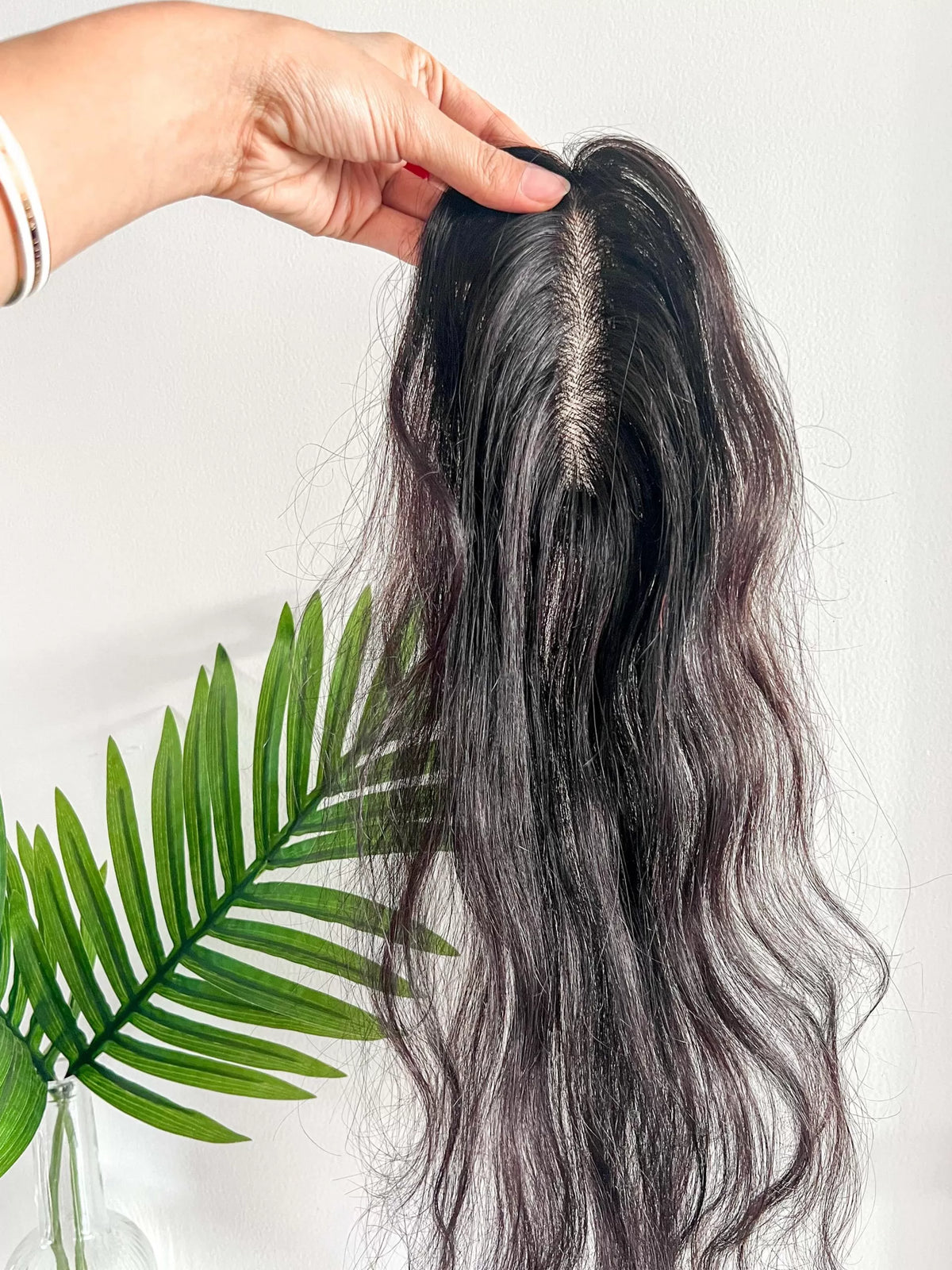 Natural Wavy Scalp Line Hair Topper – 1.5 × 5inch – Silk Base
