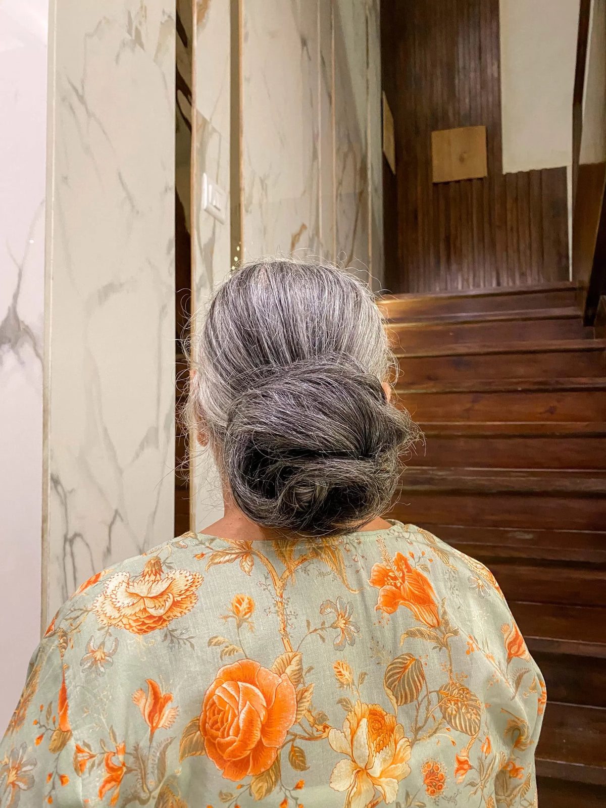 Donut Scrunchie Sel &amp; Poivre Cheveux Humains