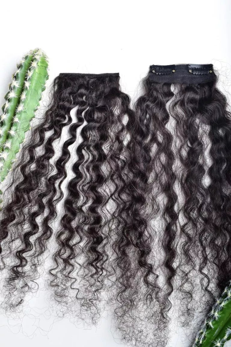 Slightly Coiled Curly Hair Extensions  –  Side Patches