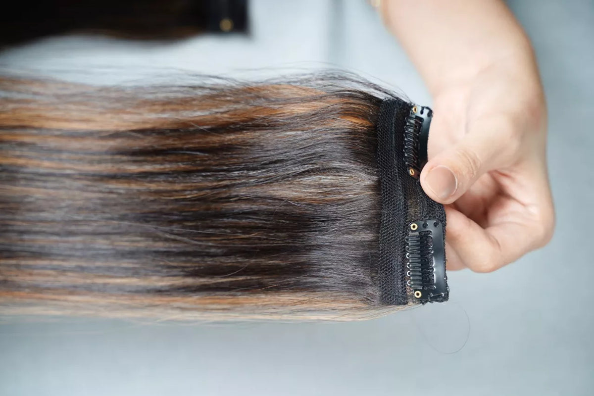 Cheveux haut de gamme | Extensions de cheveux à clips avec patchs latéraux